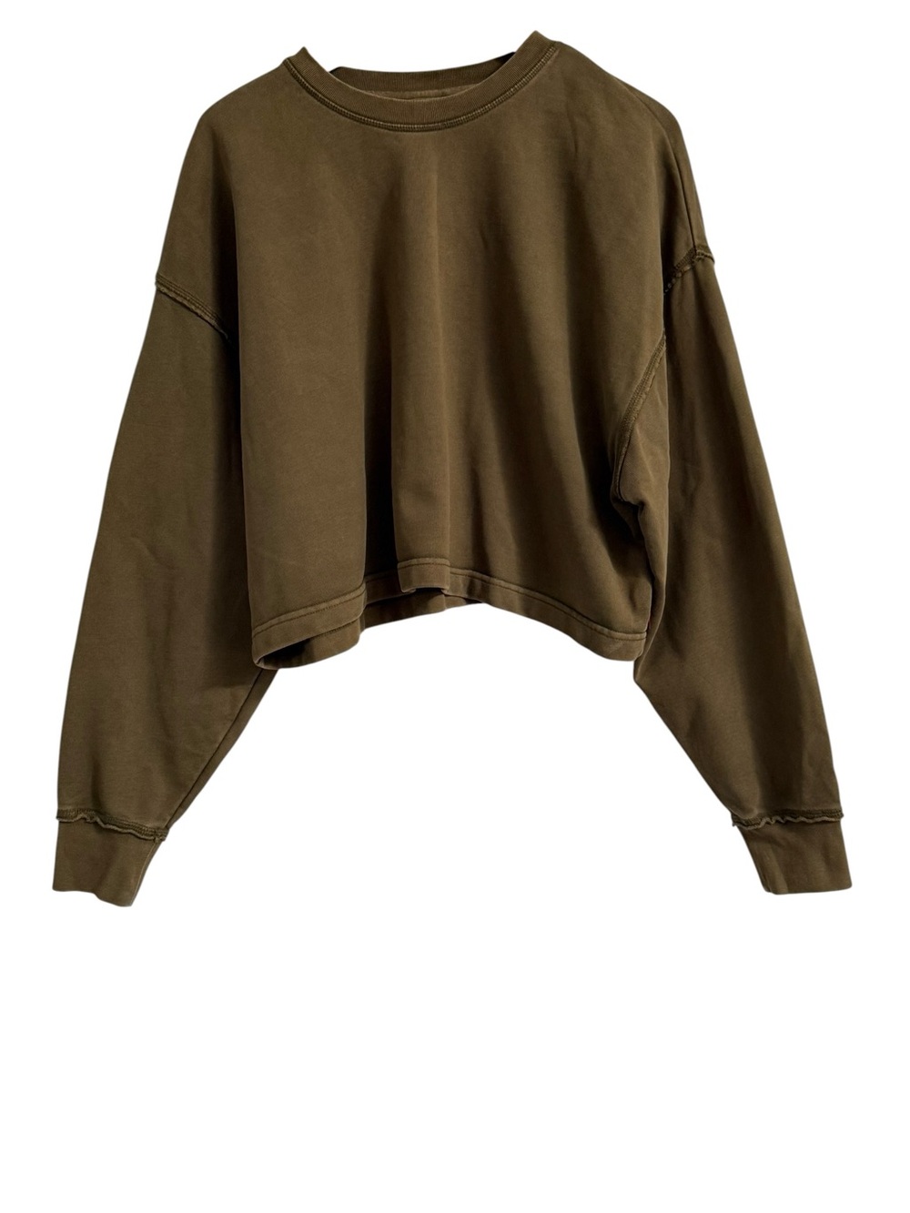 Levi’s Casual Cropped Sweatshirt Women’s S Olive 100% Cotton French Terry NWOT